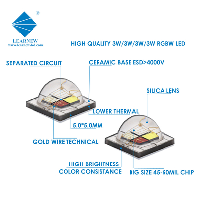 12W SMD5050 RGBW Chips 350mA 620-630nm 520-530nm 460-470nm 3000K Dla oświetlenia scenicznego
