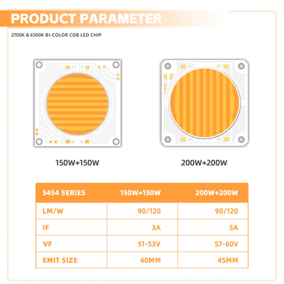 5454 Bi-Color 2700k 6500k Cct Wysokiej mocy 1500w 200w Cob Led Chip Module For Photography Lamp