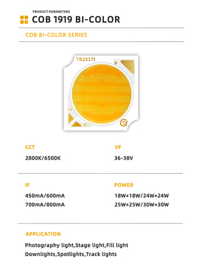 Białe + ciepłe białe, dwukolorowe żetony LED z płytami PCB, aluminiowymi radiatorami, wysokiej mocy żetony 18w 24w 25w 30w