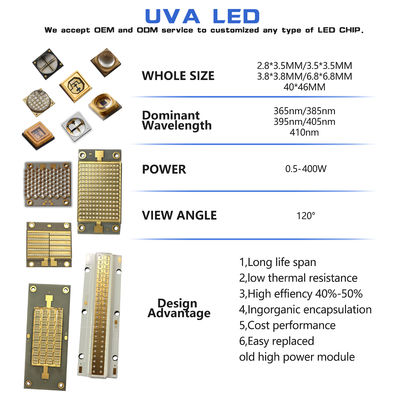 Zastosowalny UV LED Chip SMD 3535 3838 8025 220-420nm 5-letnia gwarancja