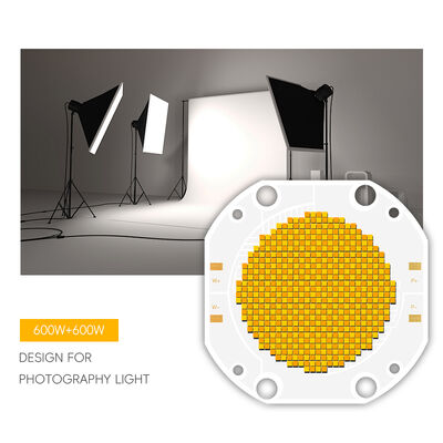 600W+600W BICOLOR COB LED CHIP CCT COB 7575 SERIES Dysponowalny COB LED Chip Światła fotograficzne Dymmowalny biały kolor CRI95 10A