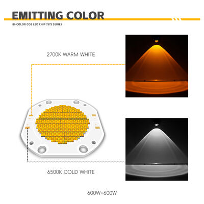 600W+600W BICOLOR COB LED CHIP CCT COB 7575 SERIES Dysponowalny COB LED Chip Światła fotograficzne Dymmowalny biały kolor CRI95 10A