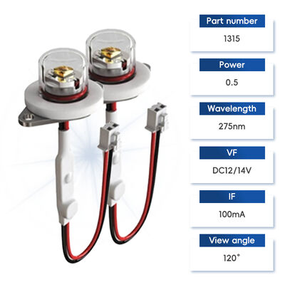 Wysokowydajny moduł LED UV-C ECO 275nm DC12V 0.5W 40mA IP68 DC24V do oczyszczania wody i powietrza 6-10mW