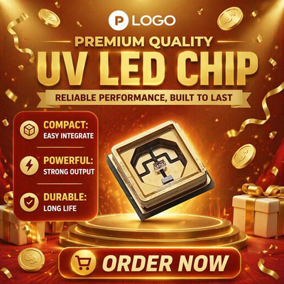 Wysokowydajne chipy UV LED (materiał Ingan) do sterylizacji/utwardzania/wykrywania Konfigurowalne długości fal 70 lm/W 90 CRI 0,5 W